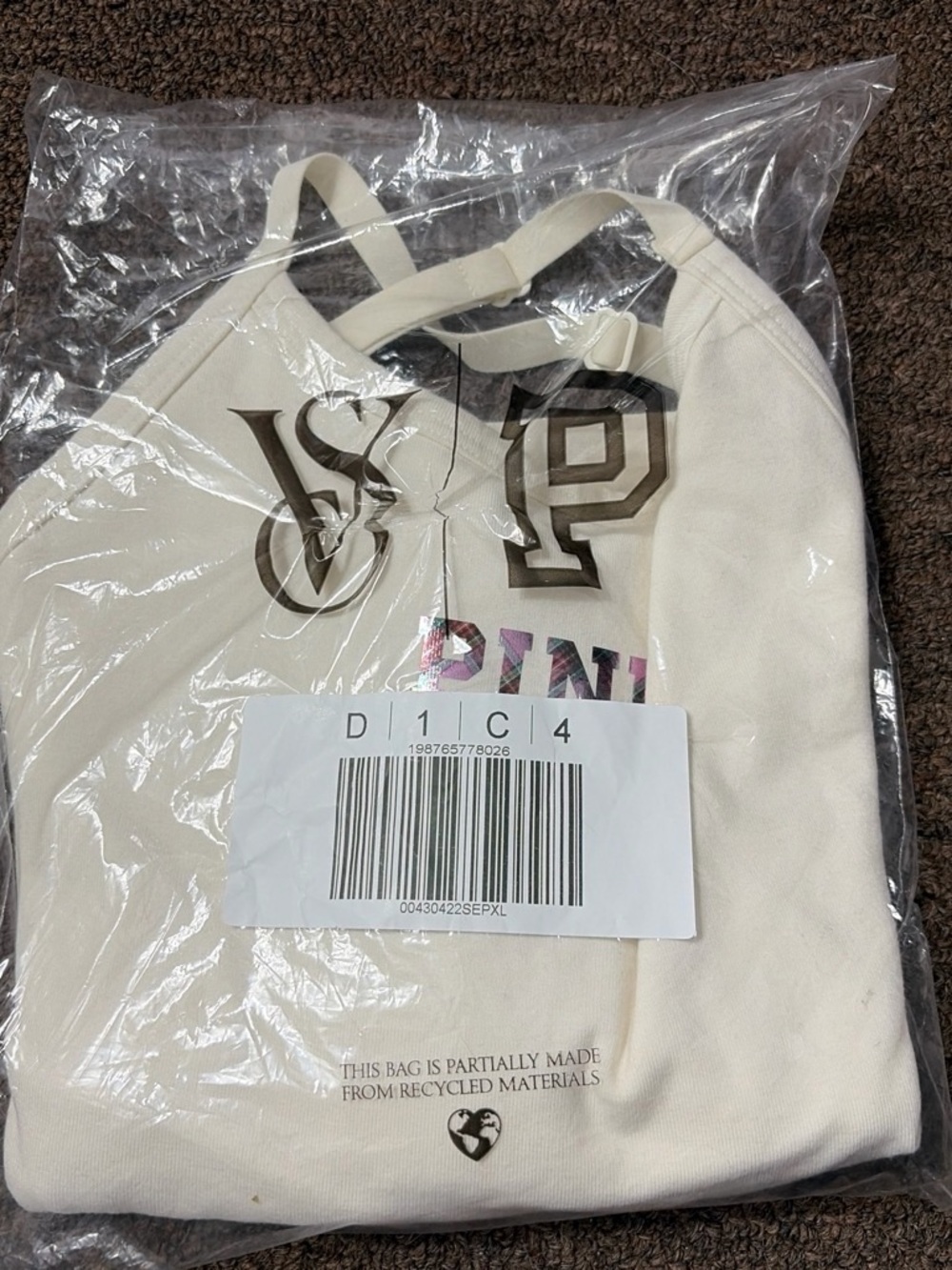 PINK Victoria's Secret Cream Logo Tank Top